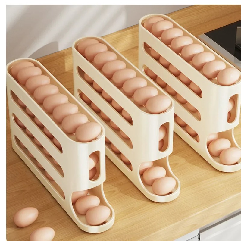 Kitchen Baking Tins - 4 Layers Automatic Rolling Egg Holder