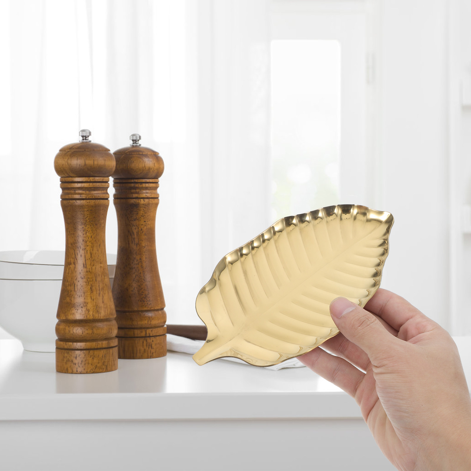 Kitchen Baking Station - Stainless Steel Gold Leaf Spoon Rest