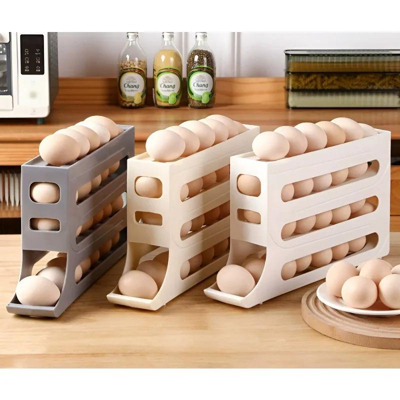 Kitchen Baking Tins - Refrigerator Eggs Storage Box Rolling Kitchen