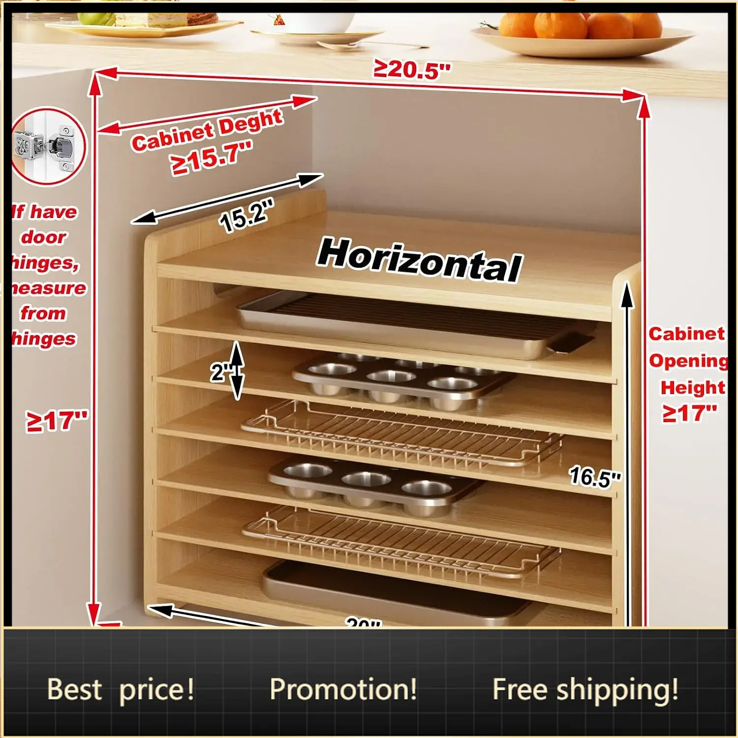 7 Tier Wooden Tray Dividers fo - Kitchen Cabinet Baking Organizer recension och pris