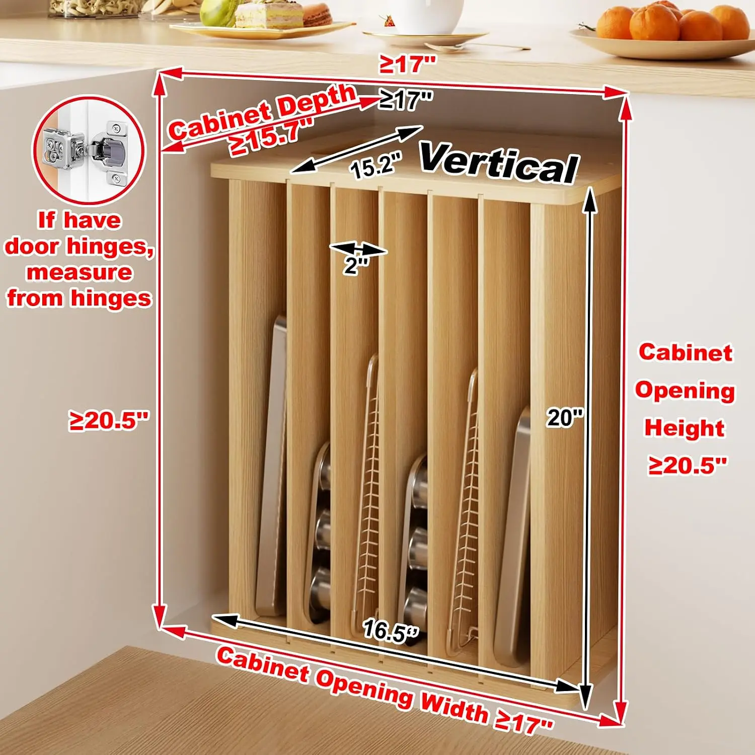 7 Tier Wooden Tray Dividers fo - Kitchen Cabinet Baking Organizer recension och pris