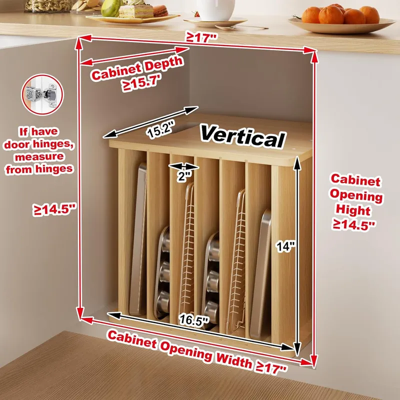 7 Tier Wooden Tray Dividers fo - Kitchen Cabinet Baking Organizer recension och pris