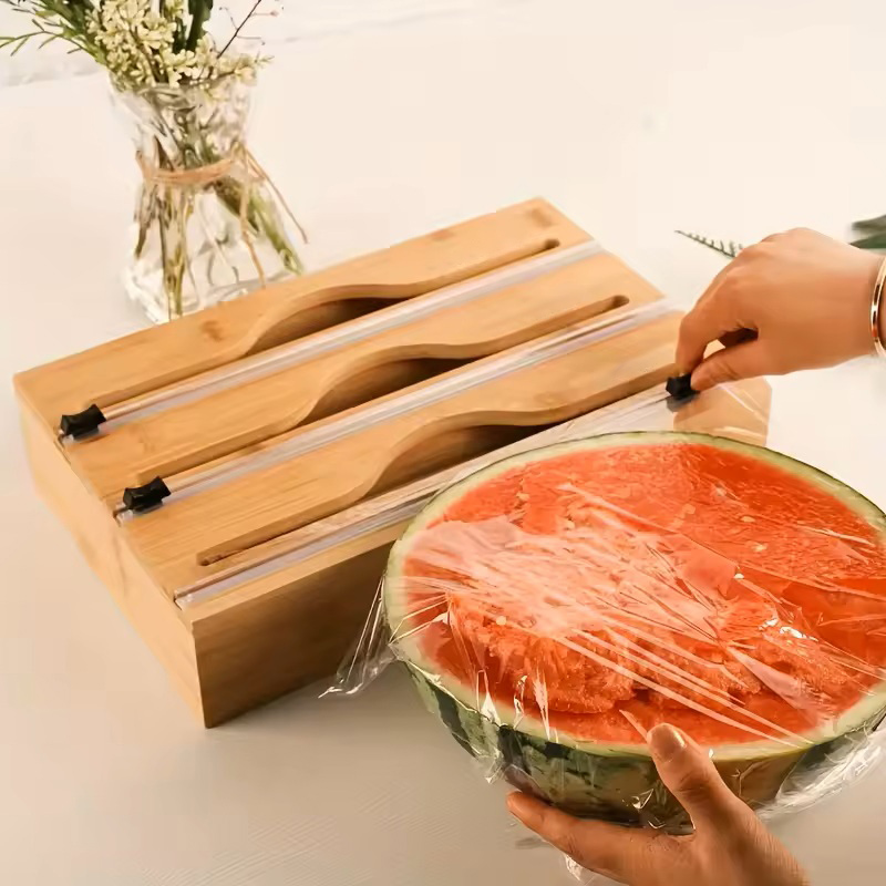 3 In 1 Bamboo Foil Cling Film  - Kitchen Baking Tray Storage recension och pris
