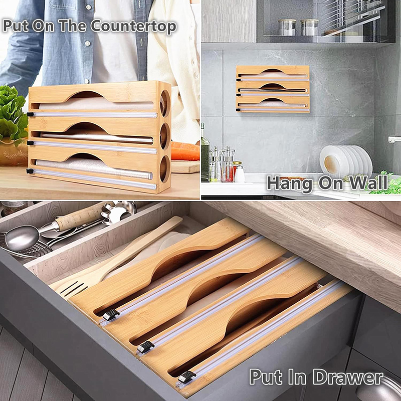 3 In 1 Bamboo Foil Cling Film  - Kitchen Baking Tray Storage recension och pris