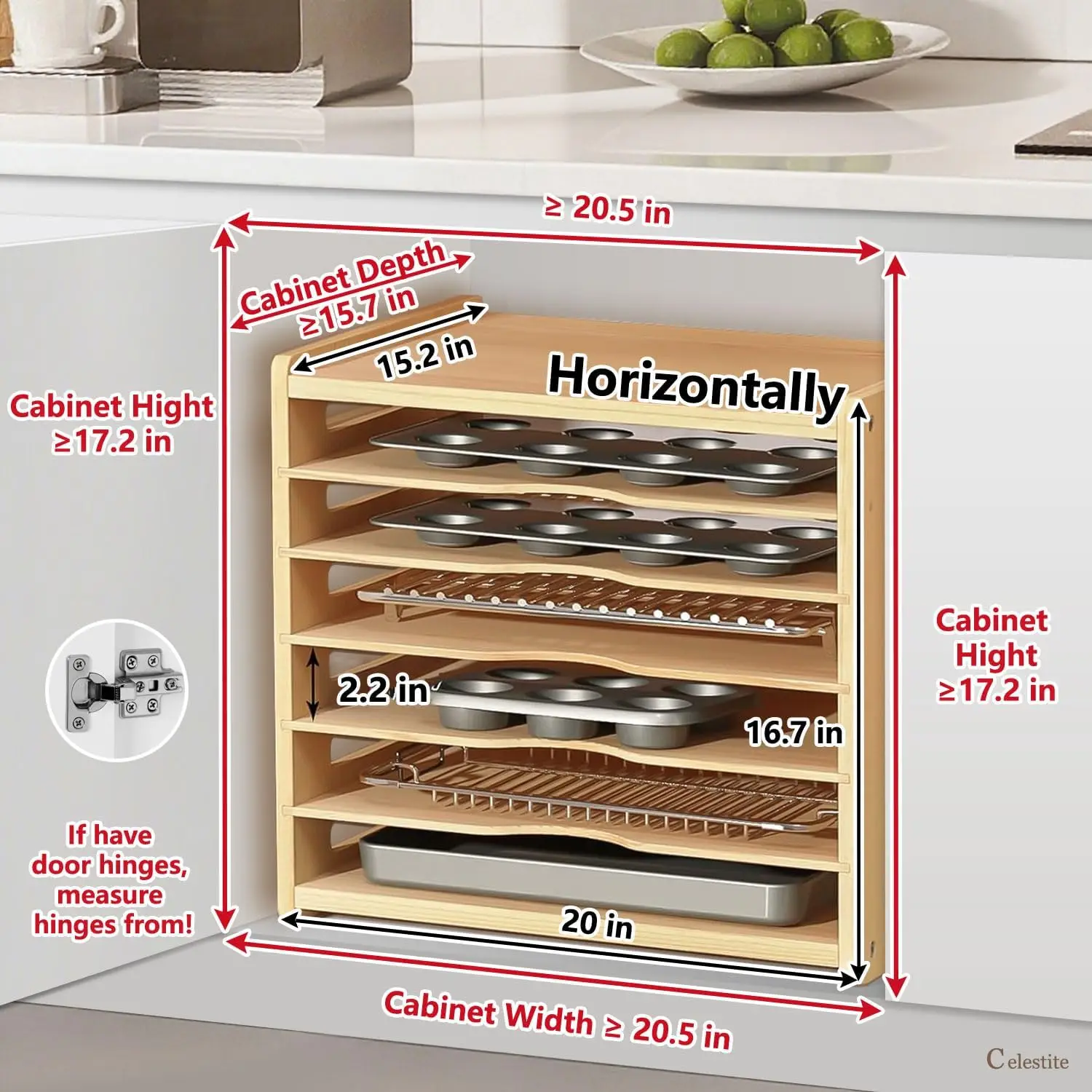 Wooden Tray Dividers for Cabin - Kitchen Cabinet Baking Organizer recension och pris