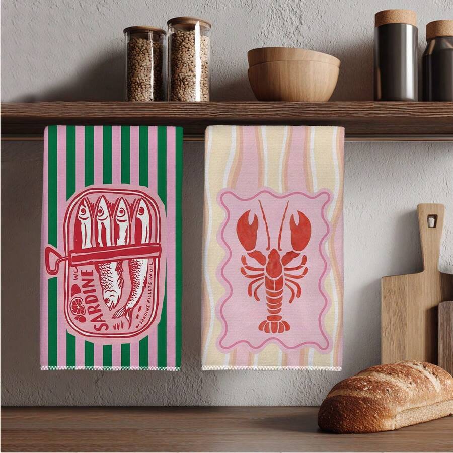 2Pcs, Pink and Green Striped S - Kitchen Baking Must Haves recension och pris